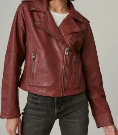 Big Sky S03 Jenny Hoyt Maroon Biker Jacket
