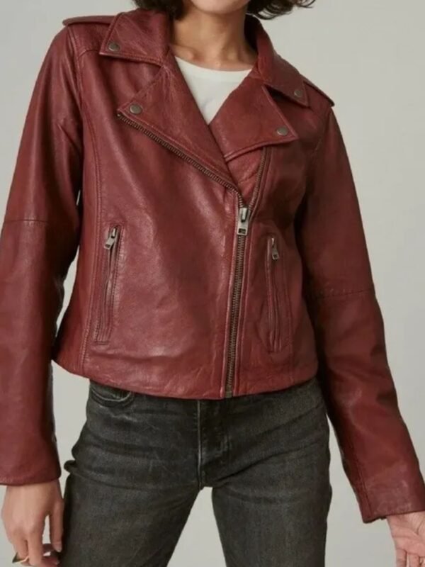 Big Sky S03 Jenny Hoyt Maroon Biker Jacket