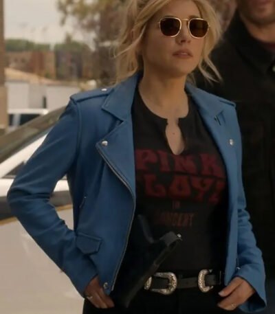 Big Sky S03 Katheryn Winnick Blue Leather Jacket