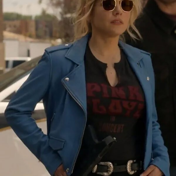 Big Sky S03 Katheryn Winnick Blue Leather Jacket