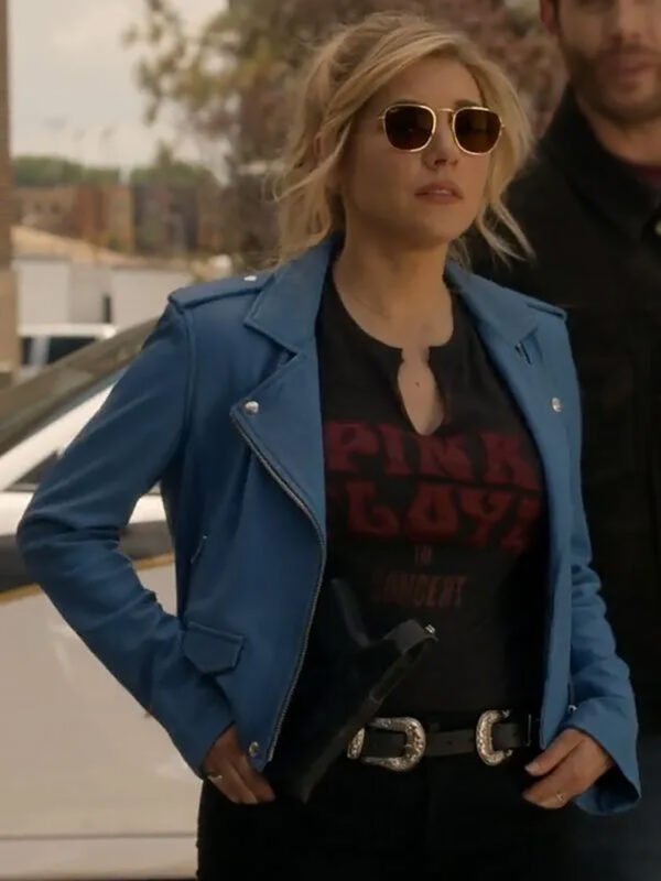 Big Sky S03 Katheryn Winnick Blue Leather Jacket