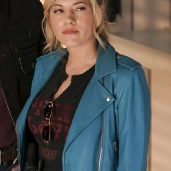 Big Sky S03 Katheryn Winnick Blue Leather Jacket