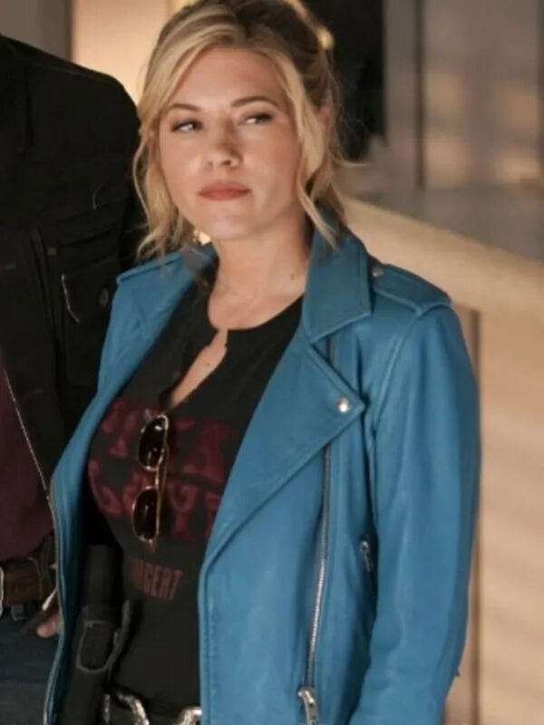 Big Sky S03 Katheryn Winnick Blue Leather Jacket