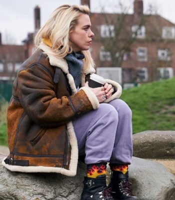 Billie Piper I Hate Suzie Brown Shearling Leather Jacket