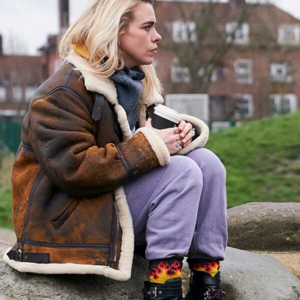 Billie Piper I Hate Suzie Brown Shearling Leather Jacket
