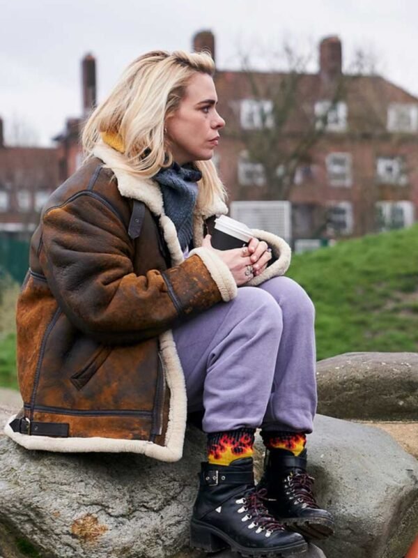 Billie Piper I Hate Suzie Brown Shearling Leather Jacket