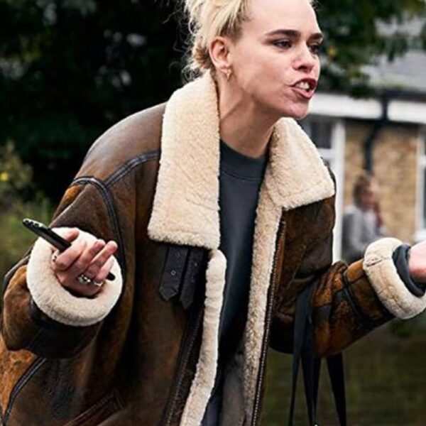 Billie Piper I Hate Suzie Brown Shearling Leather Jacket