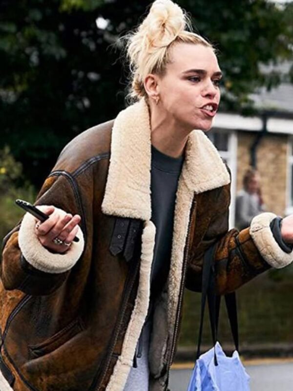 Billie Piper I Hate Suzie Brown Shearling Leather Jacket