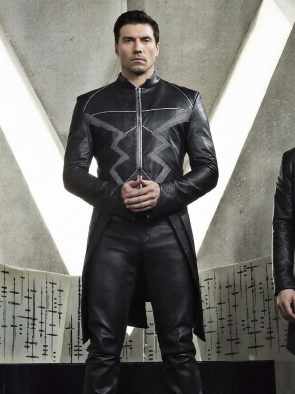 Black Bolt Inhumans Mid Length Leather Coat