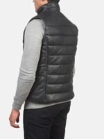 Black Leather Puffer Vest