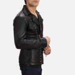Black Motorcycle Studded Leather Jacket