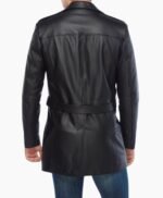 Black Real Leather Vintage Trench Coat