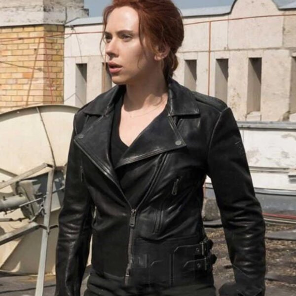 Black Widow 2021 Natasha Romanoff Biker Leather Jacket
