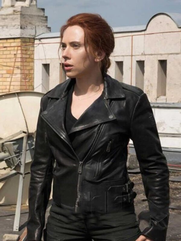 Black Widow 2021 Natasha Romanoff Biker Leather Jacket