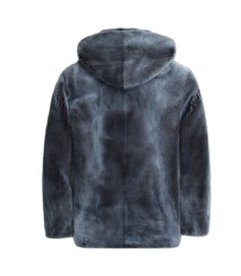 Black and Grey Shaded Mink Fur Hooded Jacket