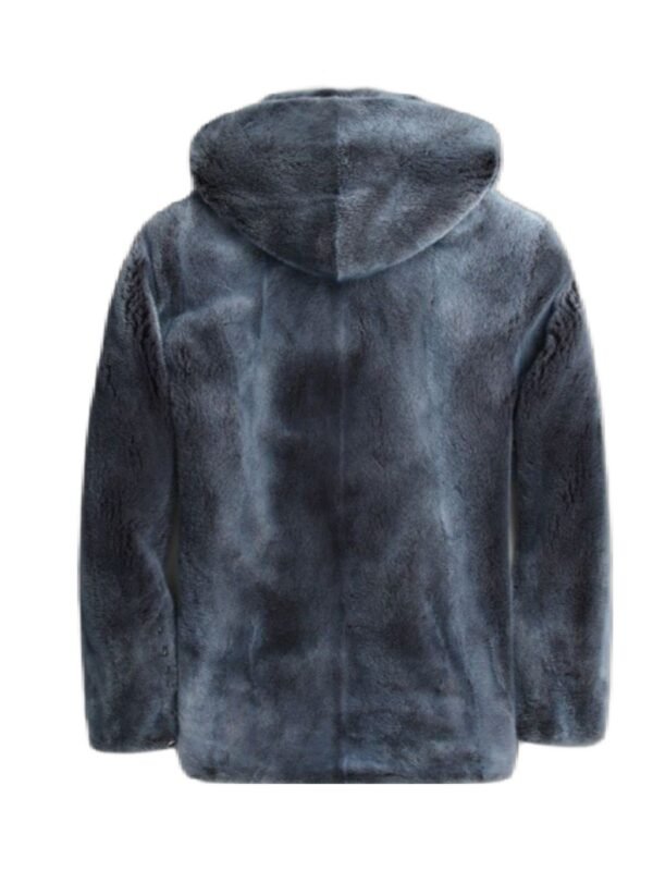 Black and Grey Shaded Mink Fur Hooded Jacket