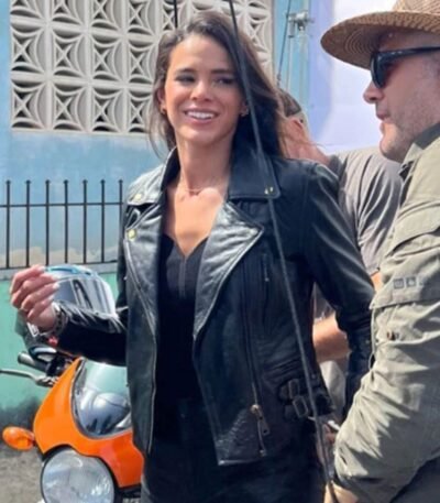 Blue Beetle Bruna Marquezine Black Leather Jacket