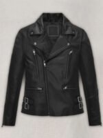 Blue Beetle Bruna Marquezine Black Leather Jacket