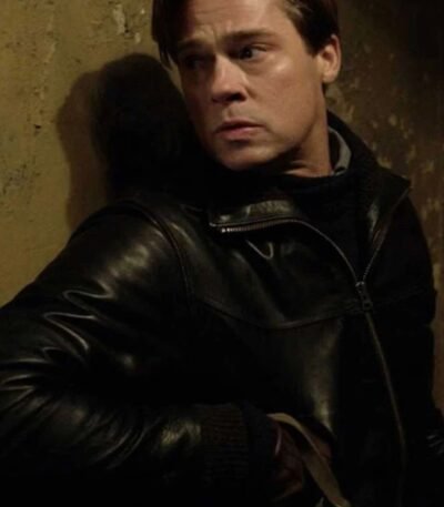 Brad Pitt Allied Black Bomber Leather Jacket