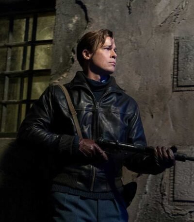 Brad Pitt Allied Black Bomber Leather Jacket