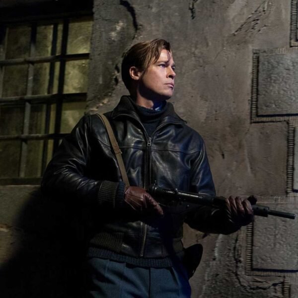 Brad Pitt Allied Black Bomber Leather Jacket