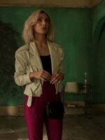 Brand New Cherry Flavor Hannah Levien White Biker Leather Jacket