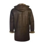 Brent Hook Closure Chocolate Brown Hooded Leather Coat