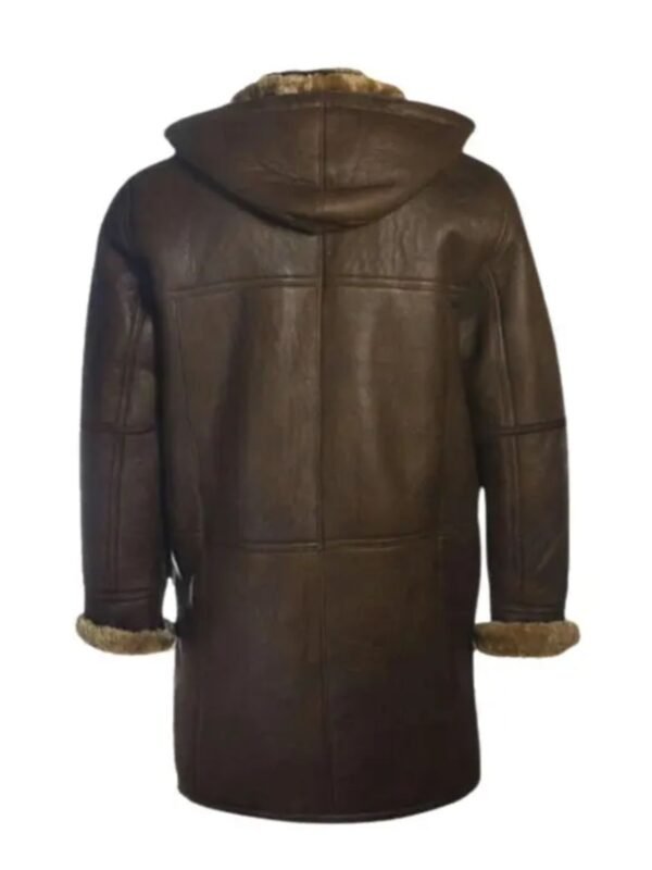Brent Hook Closure Chocolate Brown Hooded Leather Coat