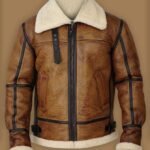 Brian-B3 Distressed Brown Shearling Bomber Jacket