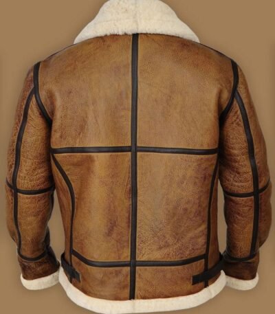 Brian-B3 Distressed Brown Shearling Bomber Jacket