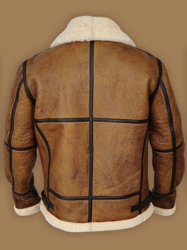 Brian-B3 Distressed Brown Shearling Bomber Jacket