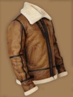 Brian-B3 Distressed Brown Shearling Bomber Jacket