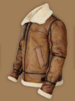 Brian-B3 Distressed Brown Shearling Bomber Jacket