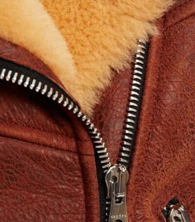 Brittney Classic Brown Soft Shearling Leather Jacket