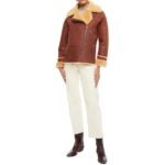 Brittney Classic Brown Soft Shearling Leather Jacket