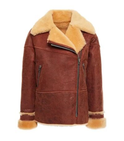 Brittney Classic Brown Soft Shearling Leather Jacket