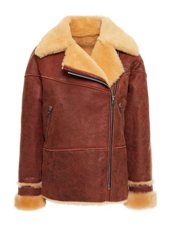Brittney Classic Brown Soft Shearling Leather Jacket
