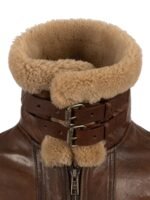 Brown Morgan-SF aviator Sheepskin Shearling Leather Trench Coat