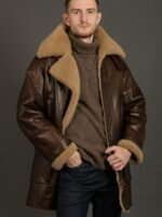 Brown Morgan-SF aviator Sheepskin Shearling Leather Trench Coat