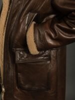Brown Morgan-SF aviator Sheepskin Shearling Leather Trench Coat