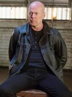 Bruce Willis Looper Old Joe Black Leather Jacket
