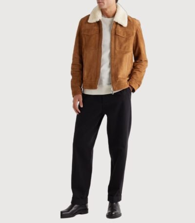 Bryan Shearling Fur Suede Trucker Jacket