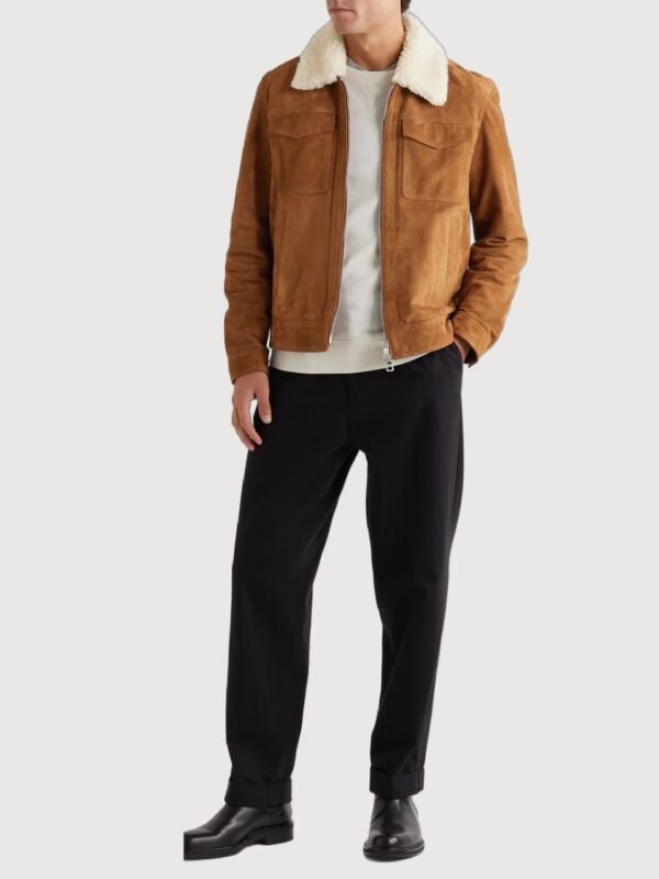Bryan Shearling Fur Suede Trucker Jacket