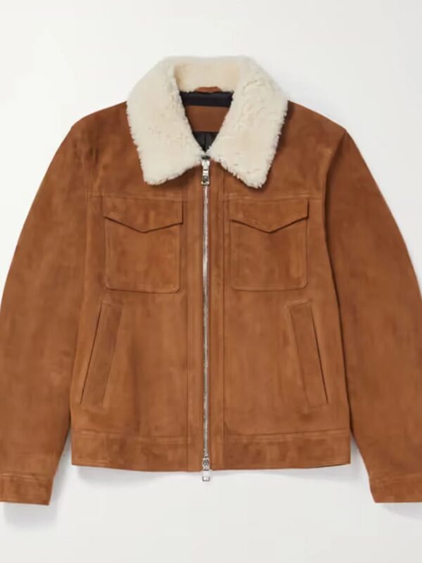 Bryan Shearling Fur Suede Trucker Jacket