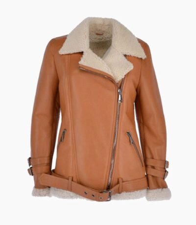 Caitlin Shearling Leather Aviator Jacket