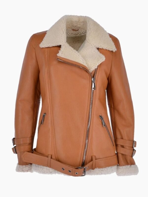 Caitlin Shearling Leather Aviator Jacket