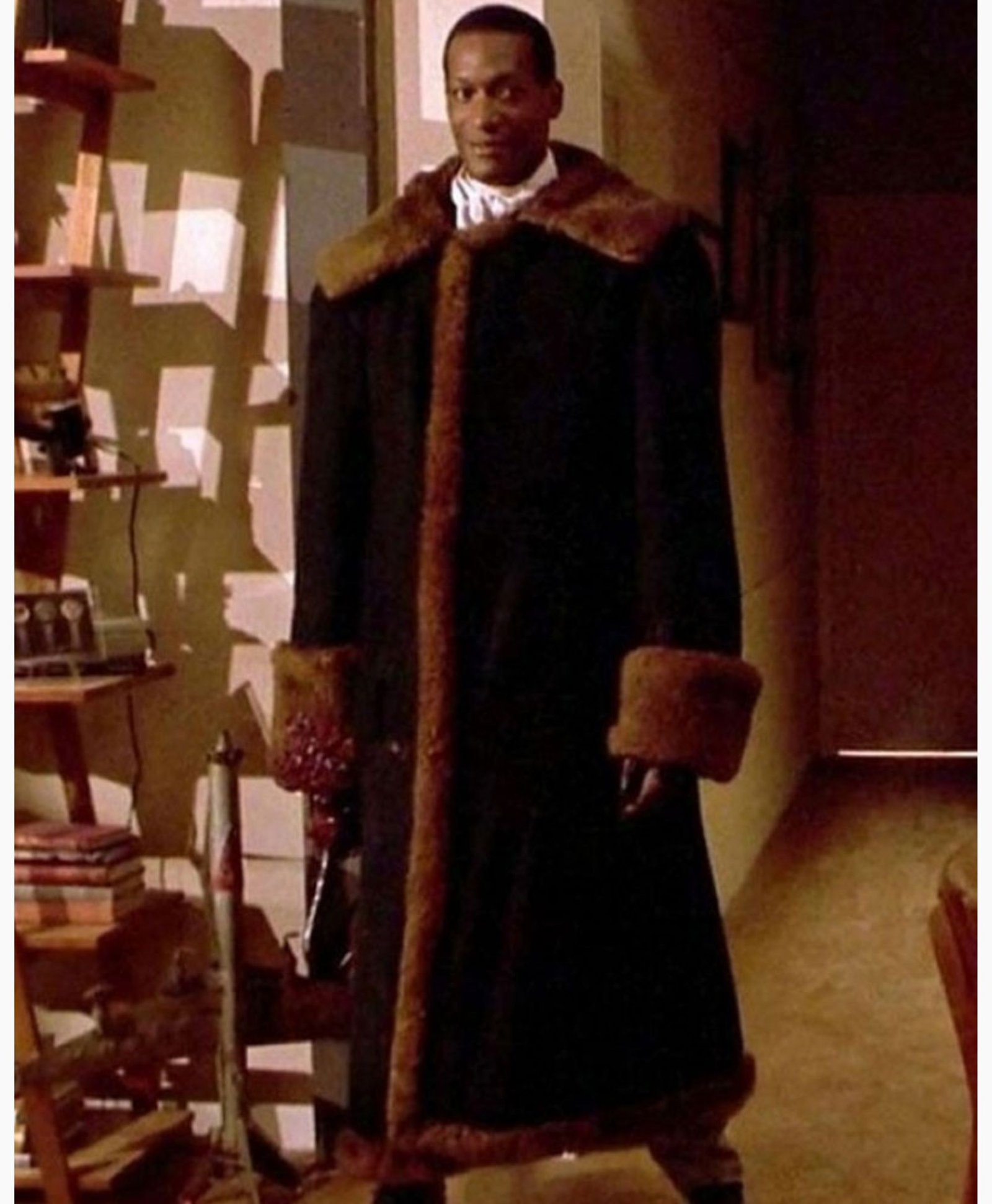 Candyman Anthony McCoy Black Fur Trench Coat Candyman Anthony McCoy Black Fur Trench Coat