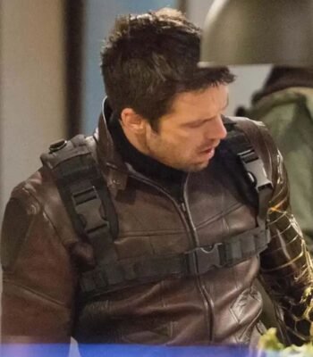 Captain America Bucky Barnes Brown Cosplay Leather Jacket