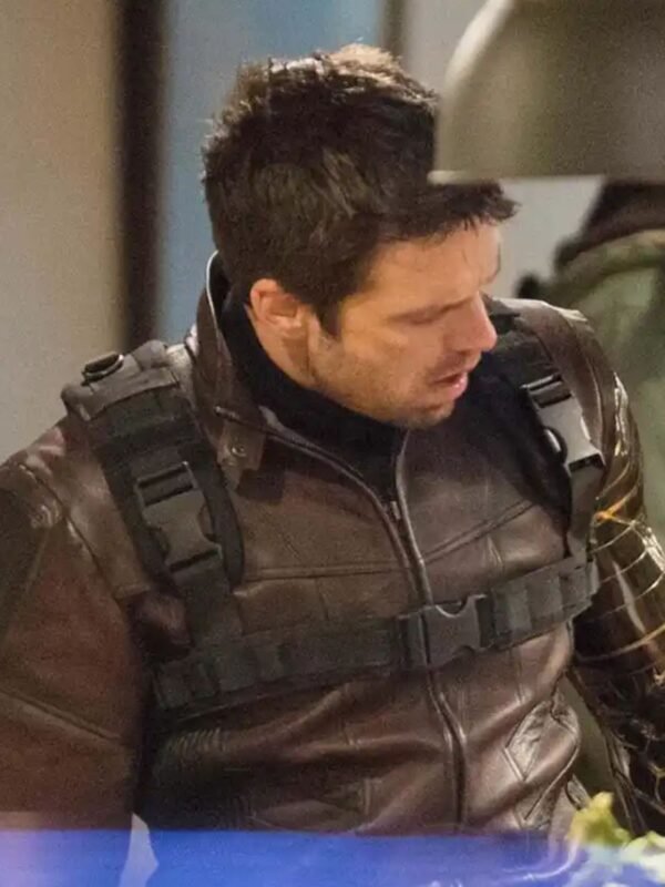 Captain America Bucky Barnes Brown Cosplay Leather Jacket