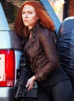 Captain America Winter Soldier Scarlett Johansson Brown Jacket